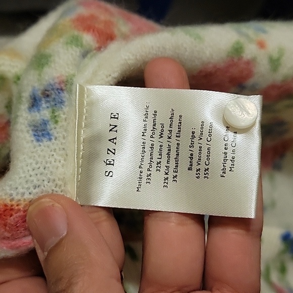 Sezane Juno Wool and Kid Mohair Secret Garden Floral Print Cardigan - Picture 10 of 11